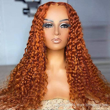250% Density Curly Front Lace Wigs 100% Human Hair 50 Inch Wig 40In 32Inch 32 Inch 360 13*4 Red 12A Lace Front Wigs Ginger